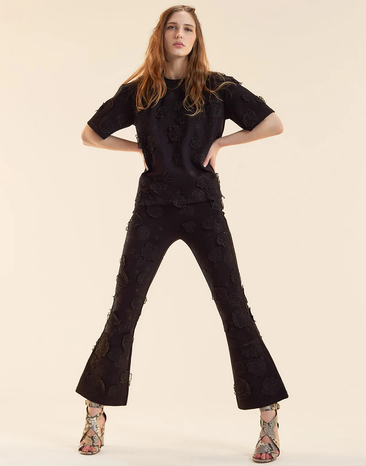 Embroidered Floral Applique Pant - Image 3