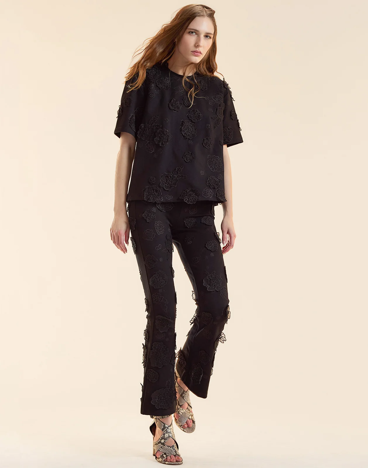 Embroidered Floral Applique Pant - Image 4