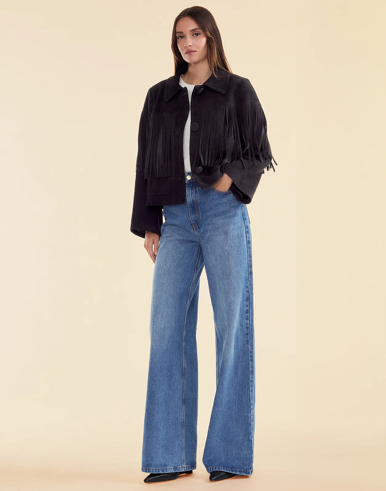 Carrie Cropped Fringe Suede Jacket - Image 4
