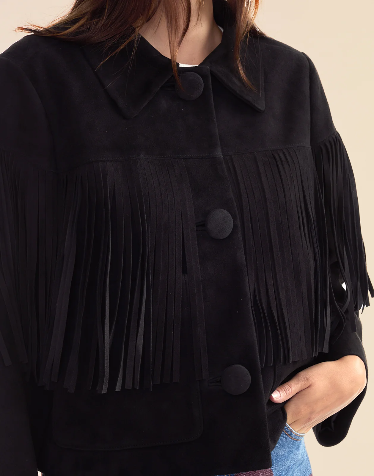 Carrie Cropped Fringe Suede Jacket - Image 5