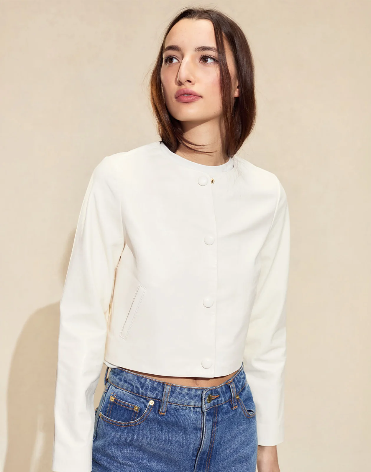 The London Leather Cropped Jacket - Image 3