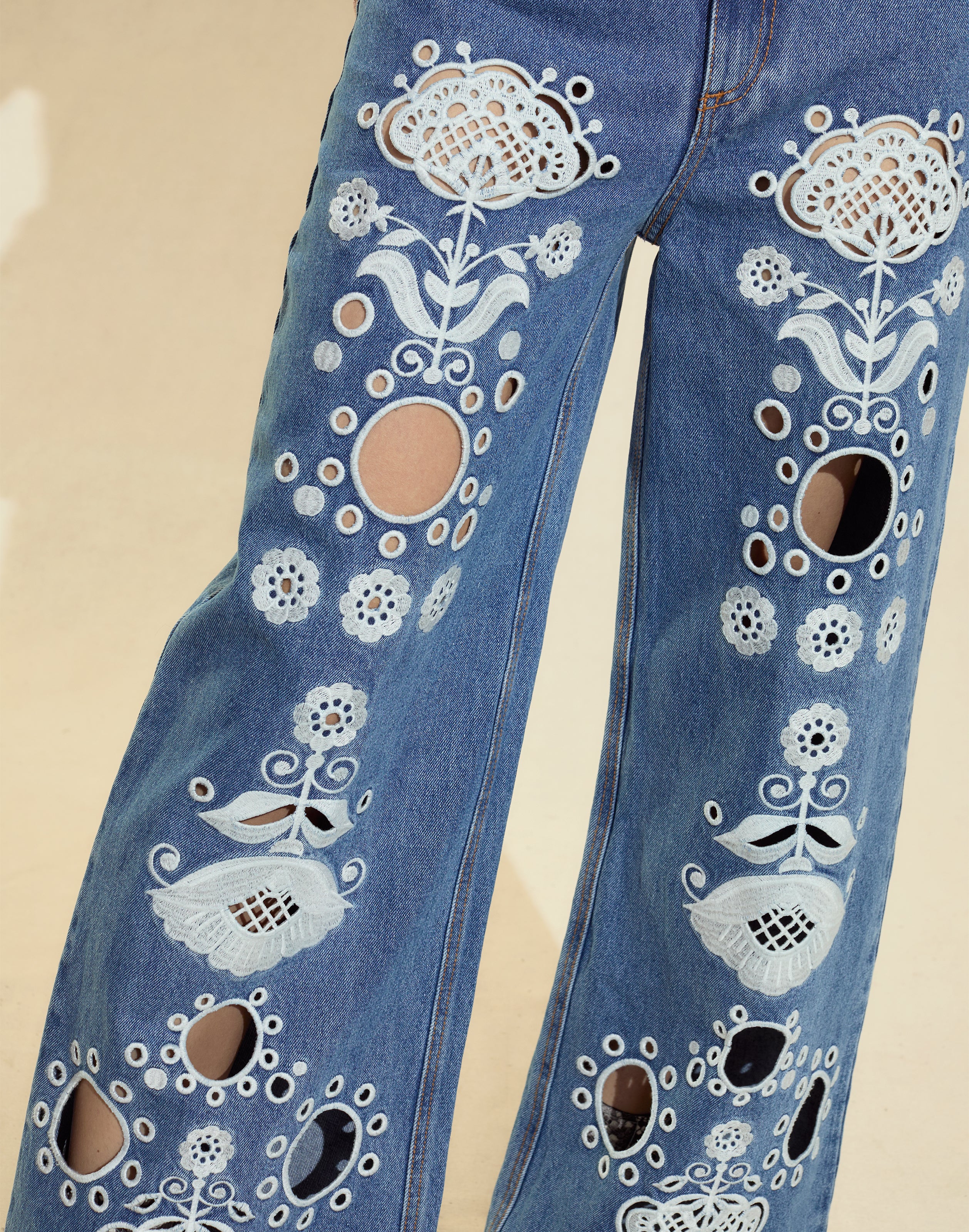 Embroidered Wide-leg Jean - Image 5