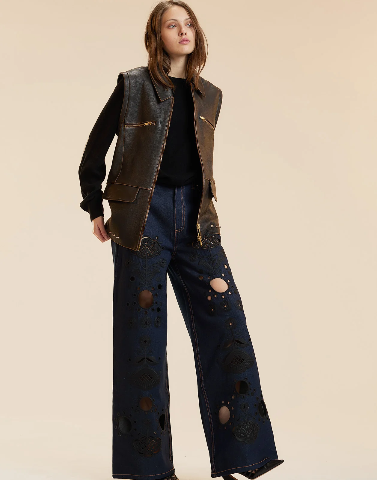 Embroidered Wide-leg Jean - Image 4