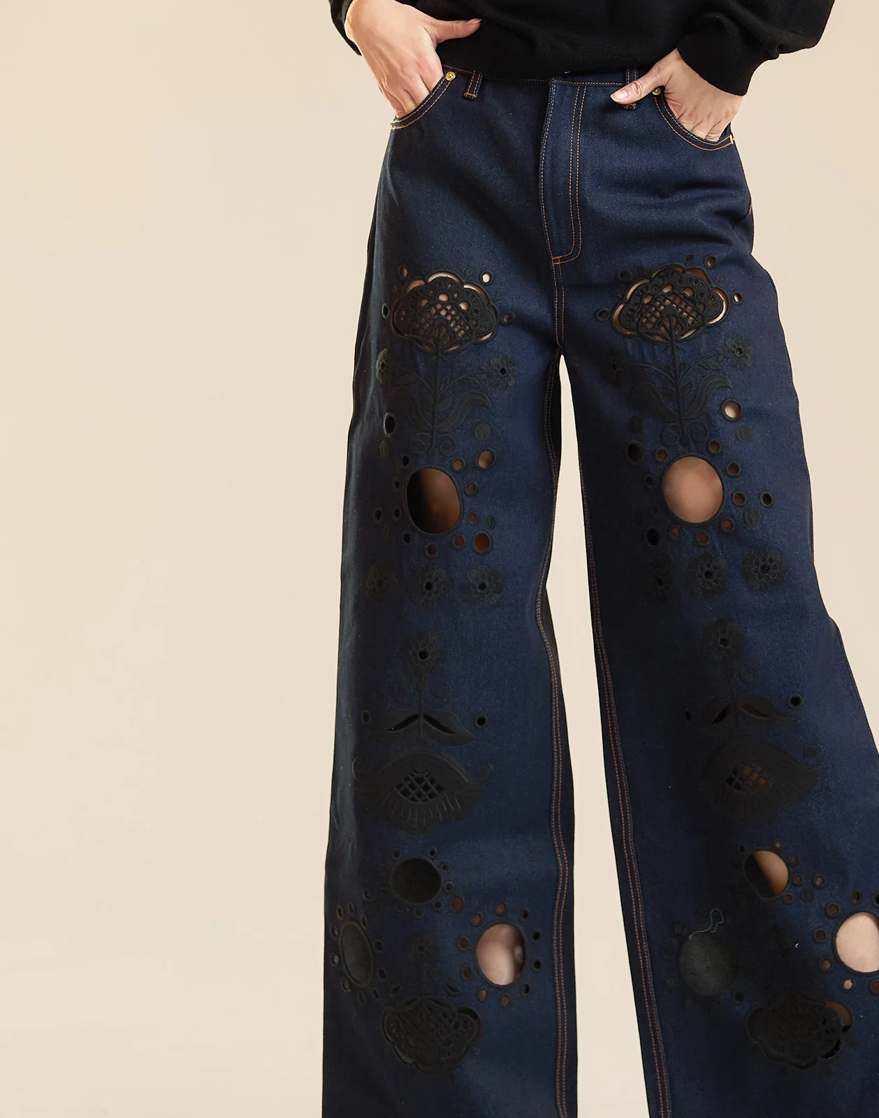 Embroidered Wide-leg Jean - Image 6