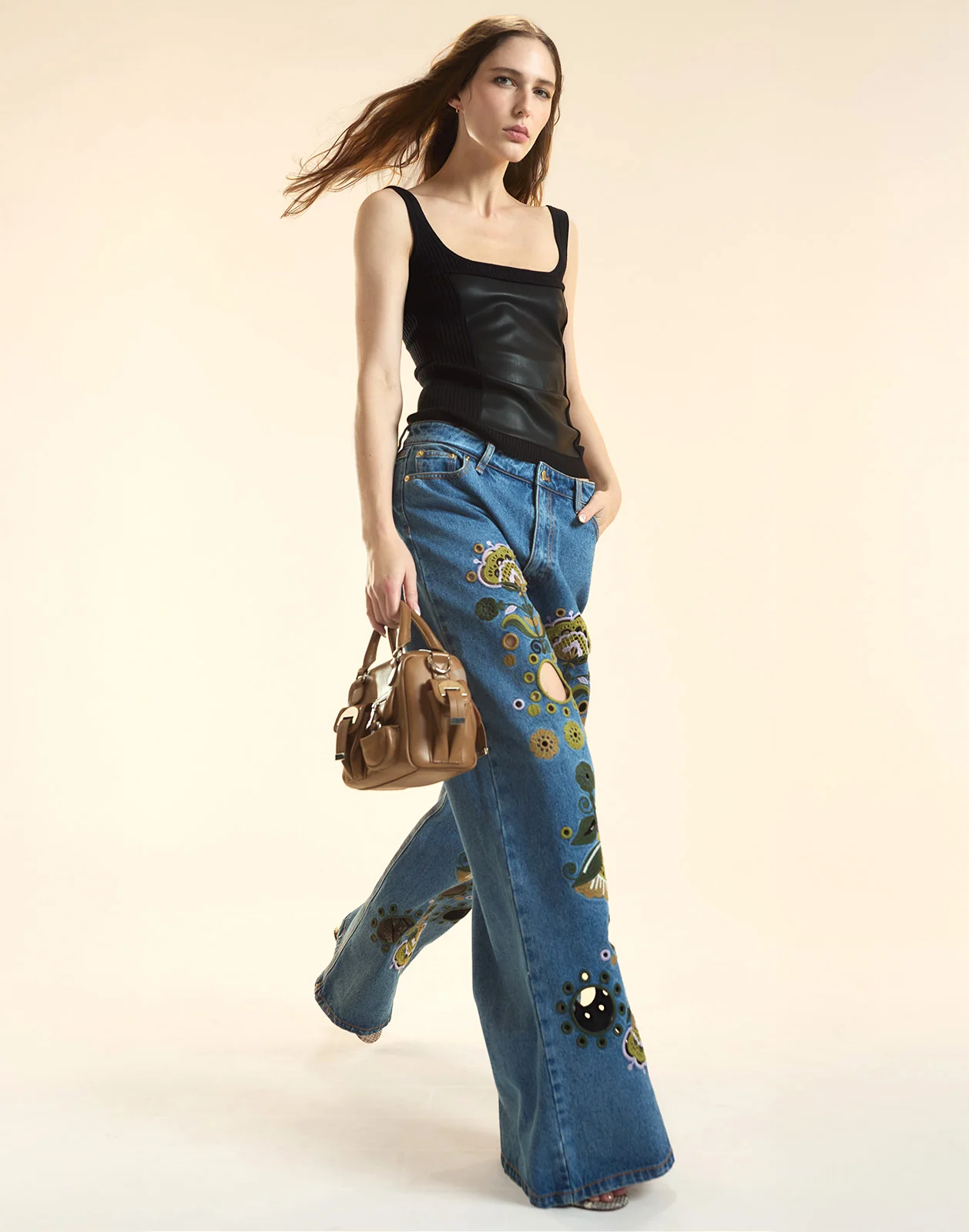 Embroidered Wide-leg Jean - Image 3