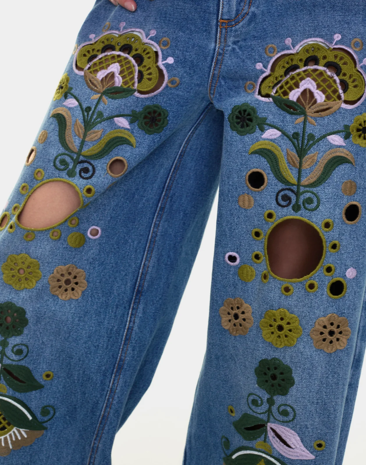 Embroidered Wide-leg Jean - Image 5
