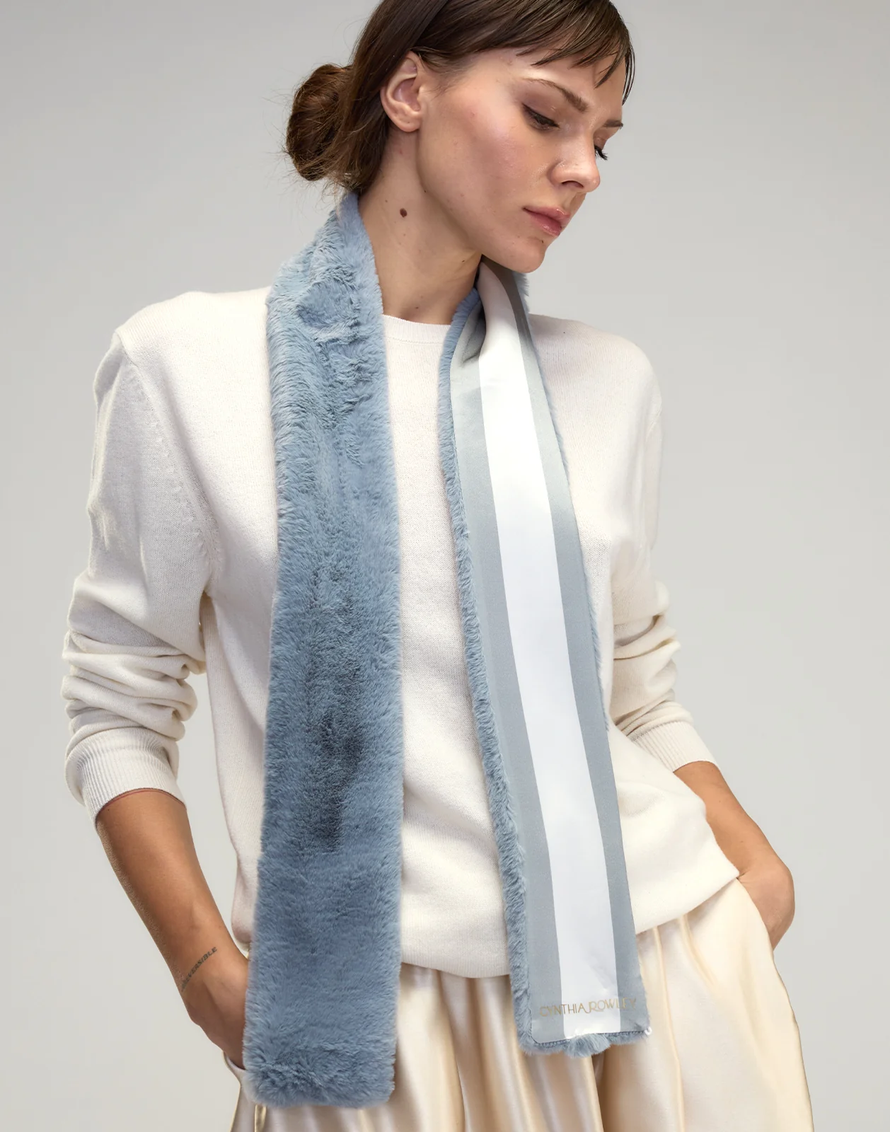Out East Faux Fur Silk Scarf - Image 3