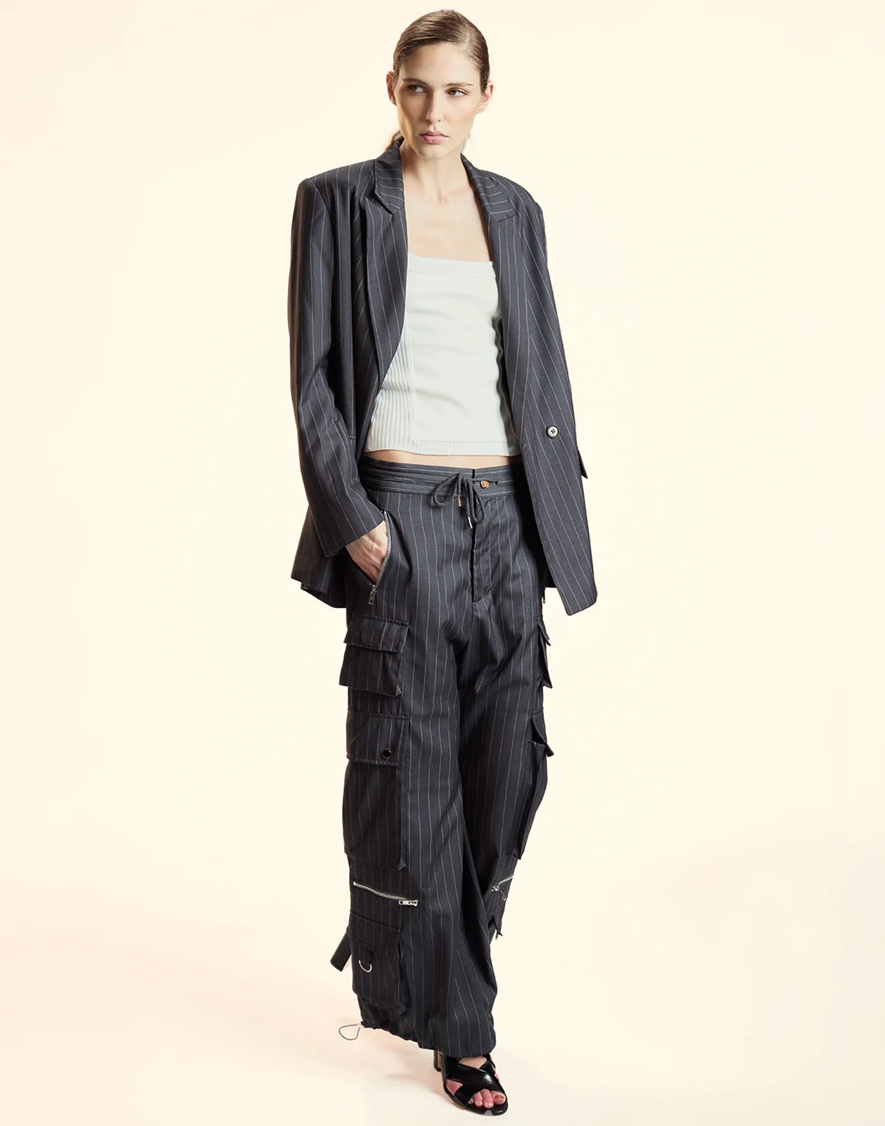 Pinstripe Cargo Pants - Image 3