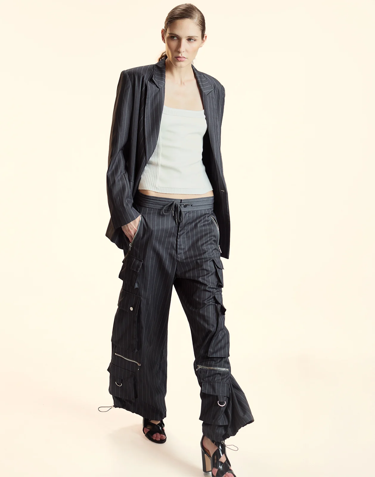 Pinstripe Cargo Pants - Image 4