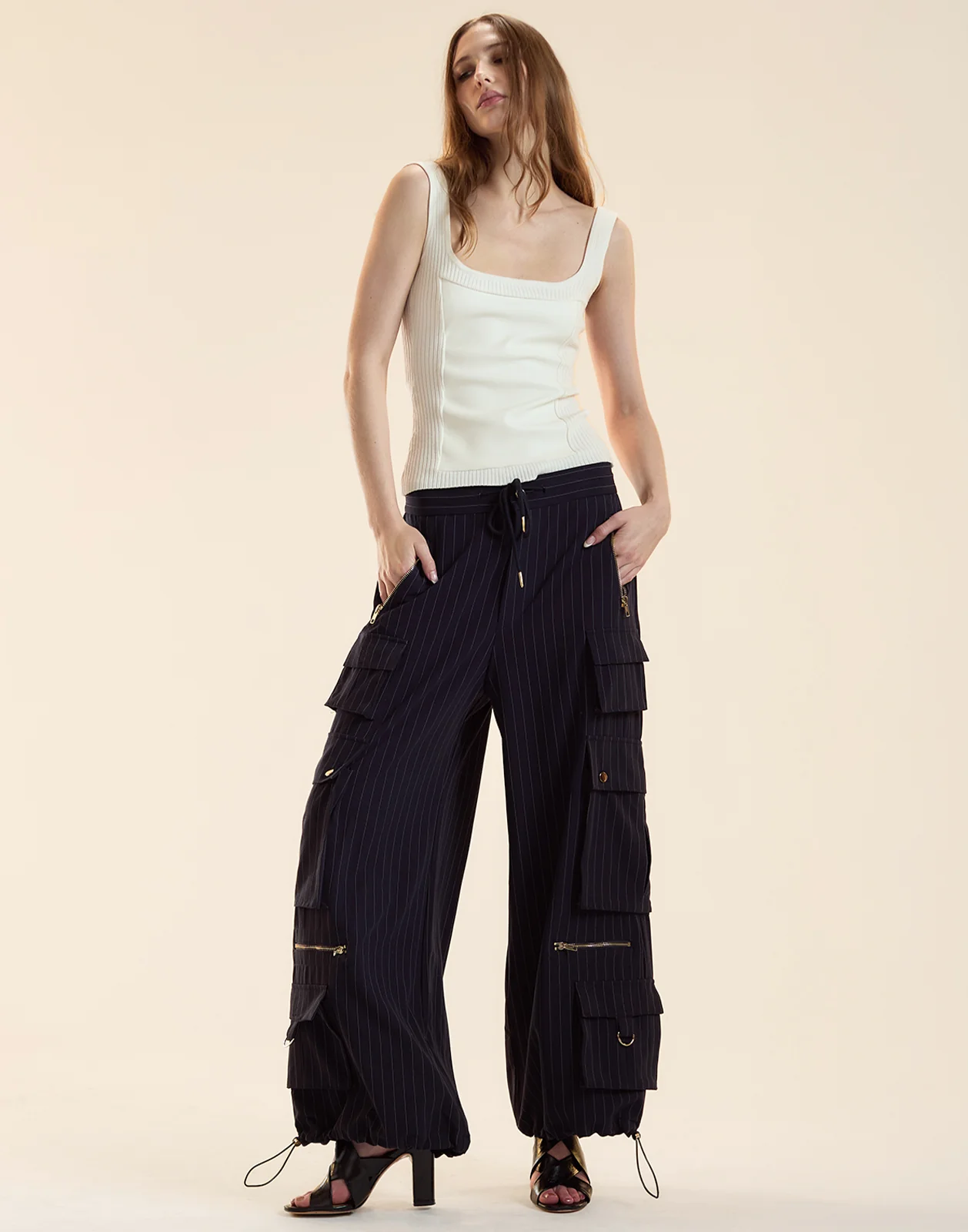 Pinstripe Cargo Pants - Image 4