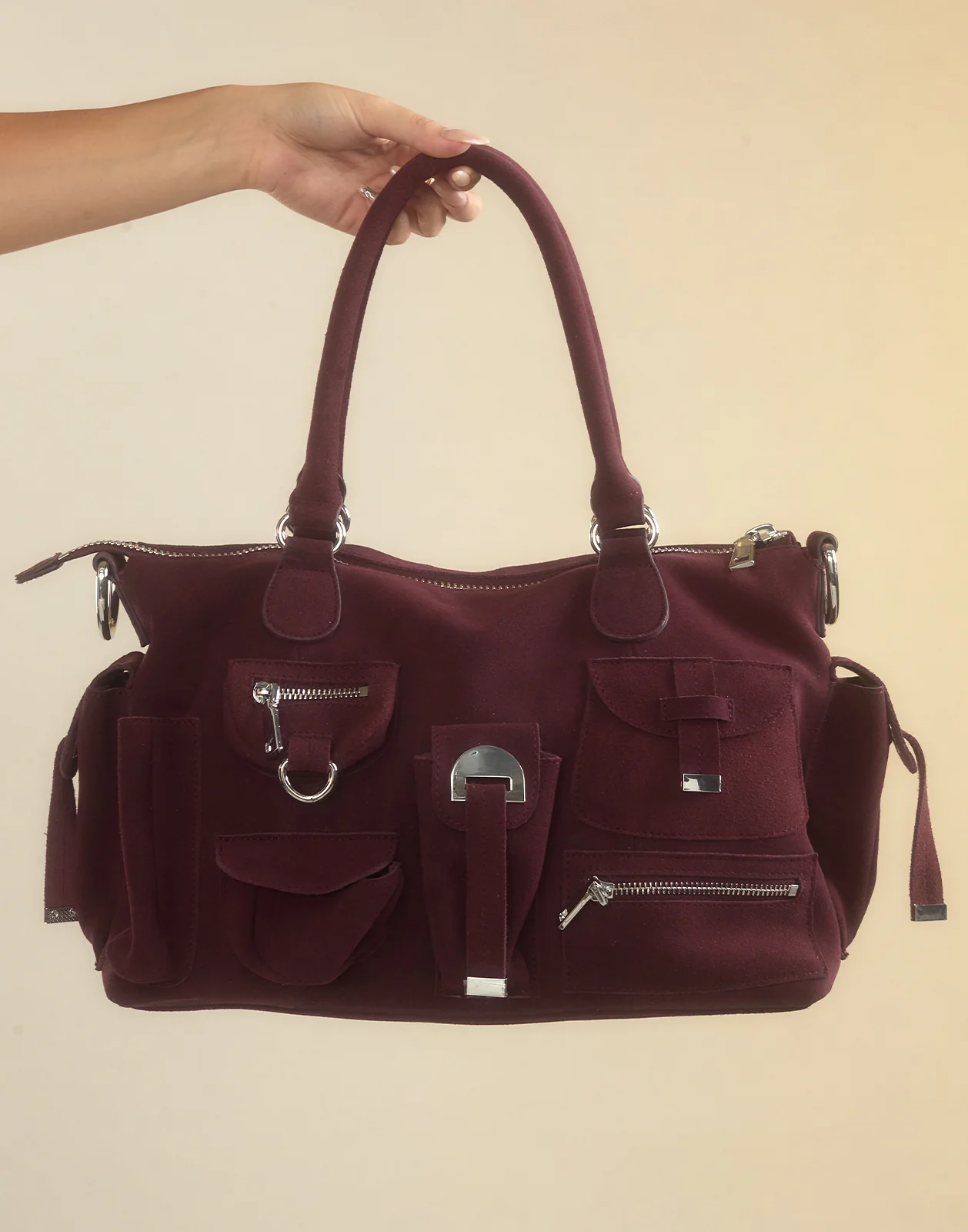 Suede Cargo Pocket Shoulder Bag - Image 3