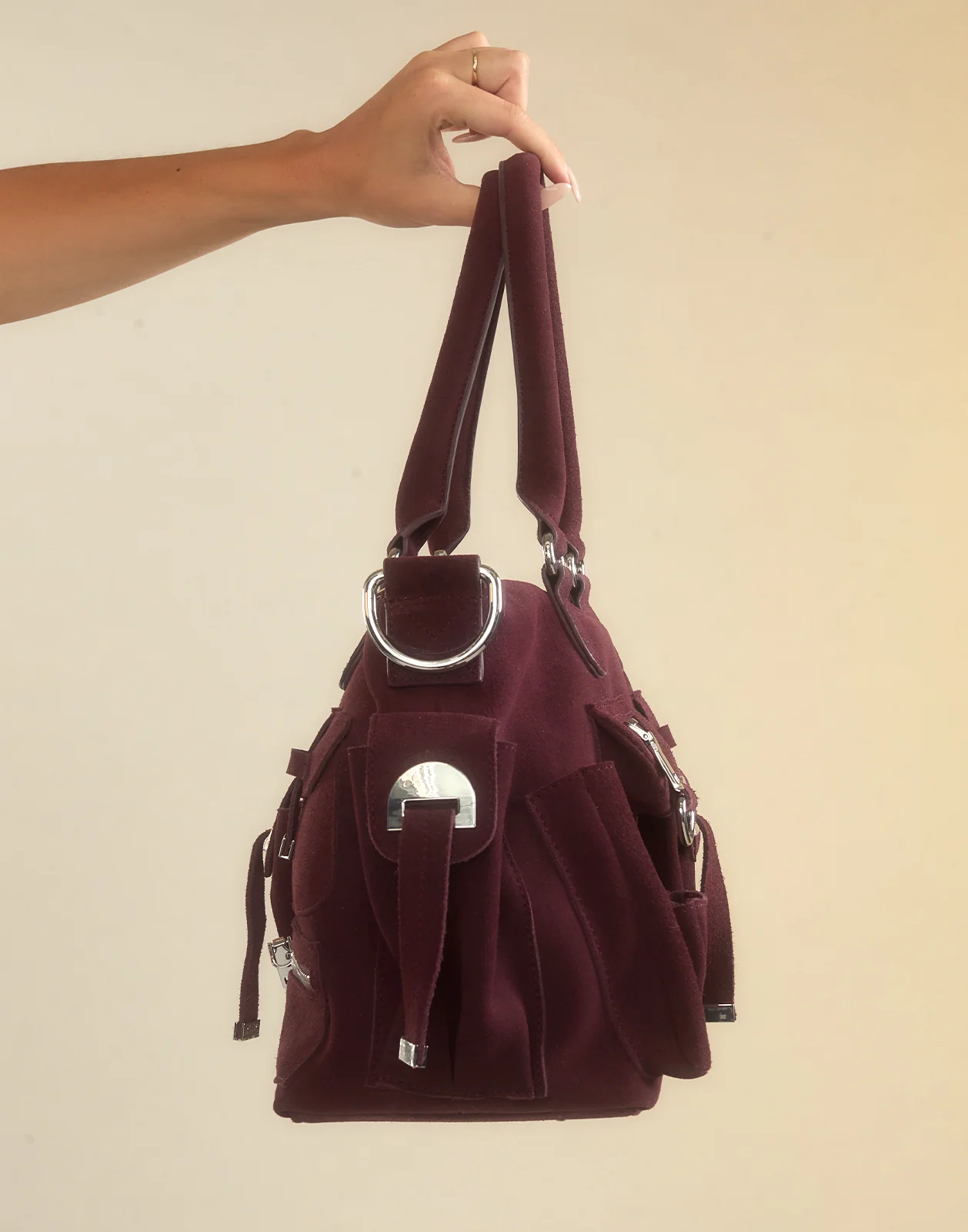 Suede Cargo Pocket Shoulder Bag - Image 4