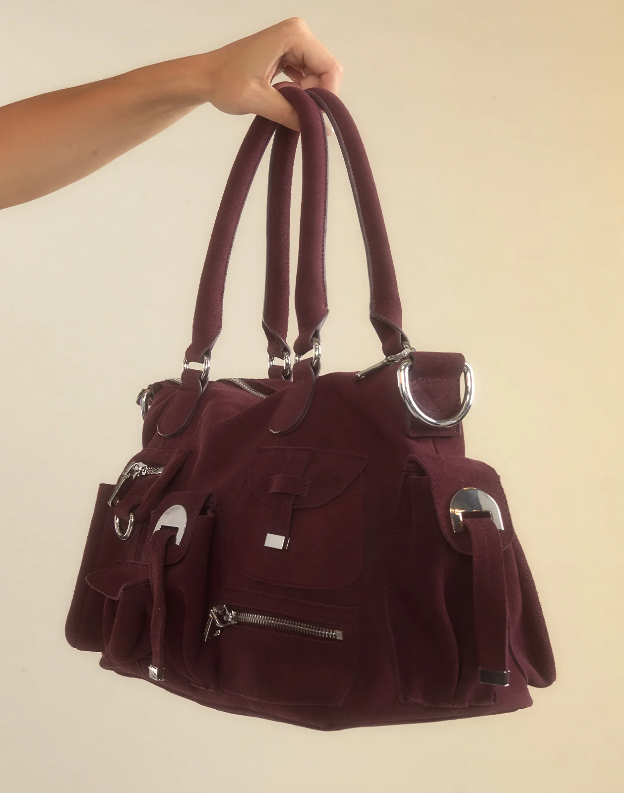 Suede Cargo Pocket Shoulder Bag - Image 5