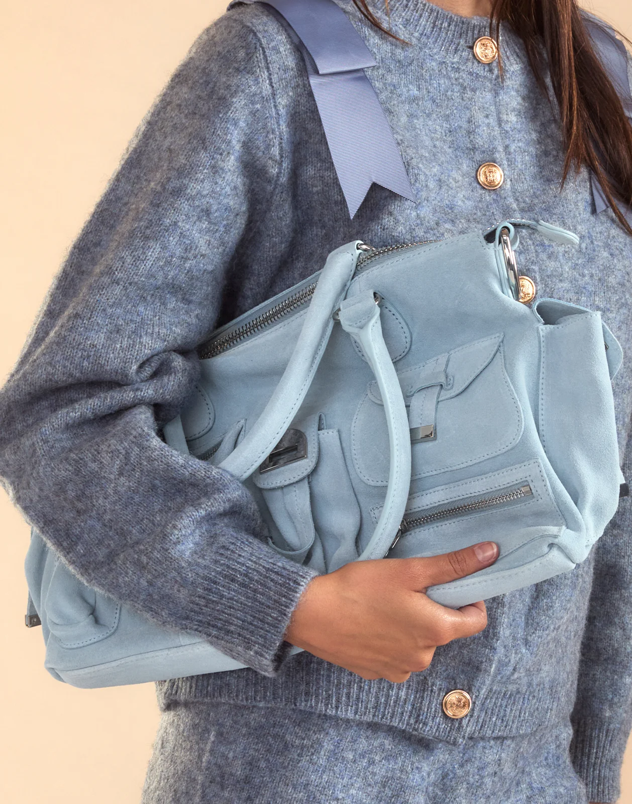 Suede Cargo Pocket Shoulder Bag - Image 4