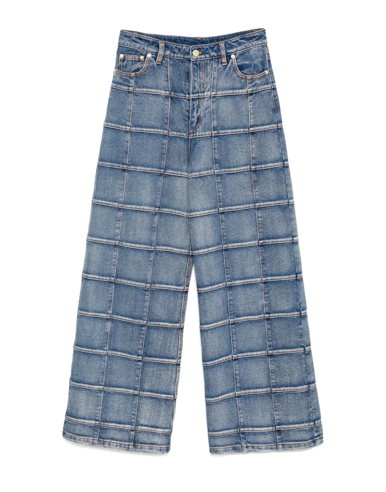 Windowpane Wide-Leg Jeans - Image 3